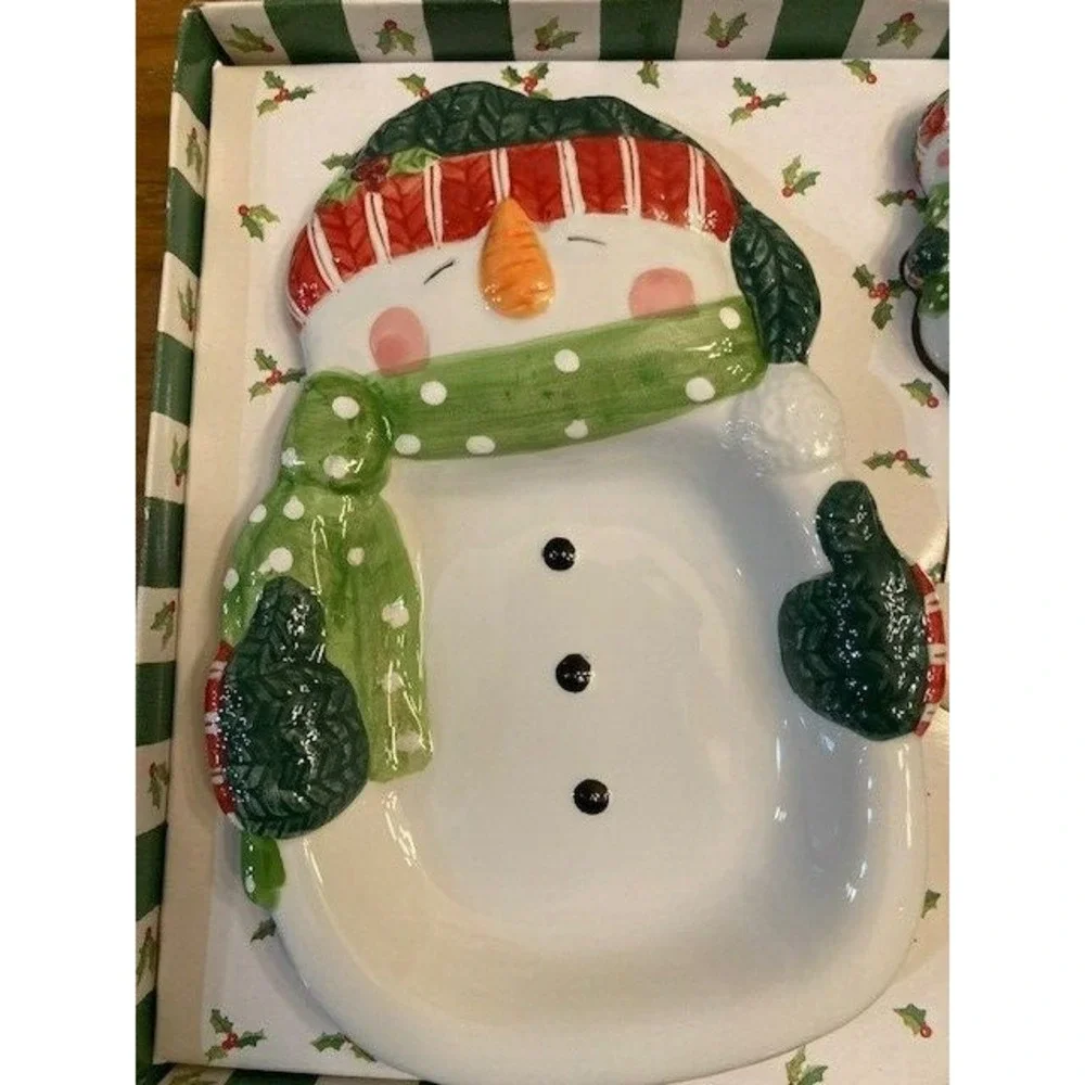 Lady Jayne Ltd 2002‎ Snowman Christmas Ceramic Dish & Spreader Set